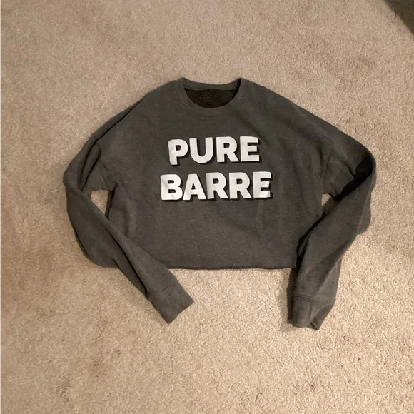 PURE BARRE SHADOW CROP PULLOVER - DEEP HEATHER/WHITE - Picture 2 of 4